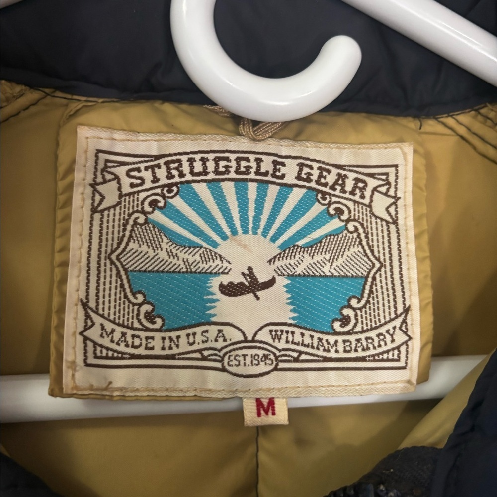 Cozy Struggle Gear Blue and Yellow Long Puffer Coat w/ Detachable Hood | Size M - Picture 3 of 11